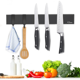 Dmore knife-holder-wall-2-hooks keeps knives organized and within easy reach in the kitchen