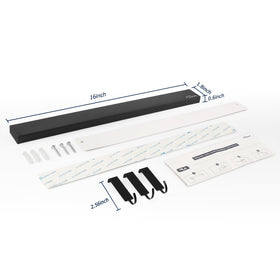 Dmore packaging includes adhesive tape and screws for versatile mounting
