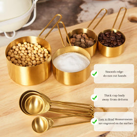 DN Deconation dishwasher-safe gold cups and spoons simplify cleanup.