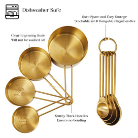 DN Deconation stackable golden cups save space in compact kitchens.