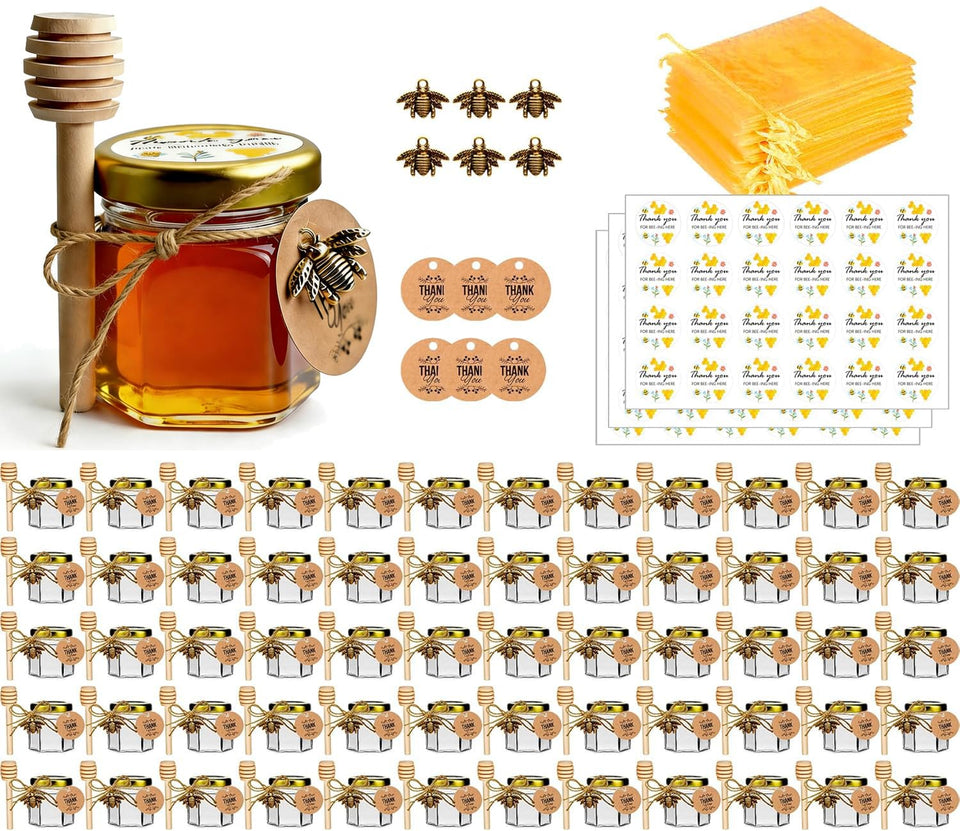DnayDkiy glass honey jar with dipper for elegant baby shower favors