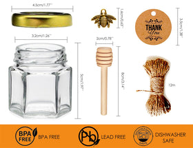 DnayDkiy glass honey jar with dipper delivers drip-free serving.