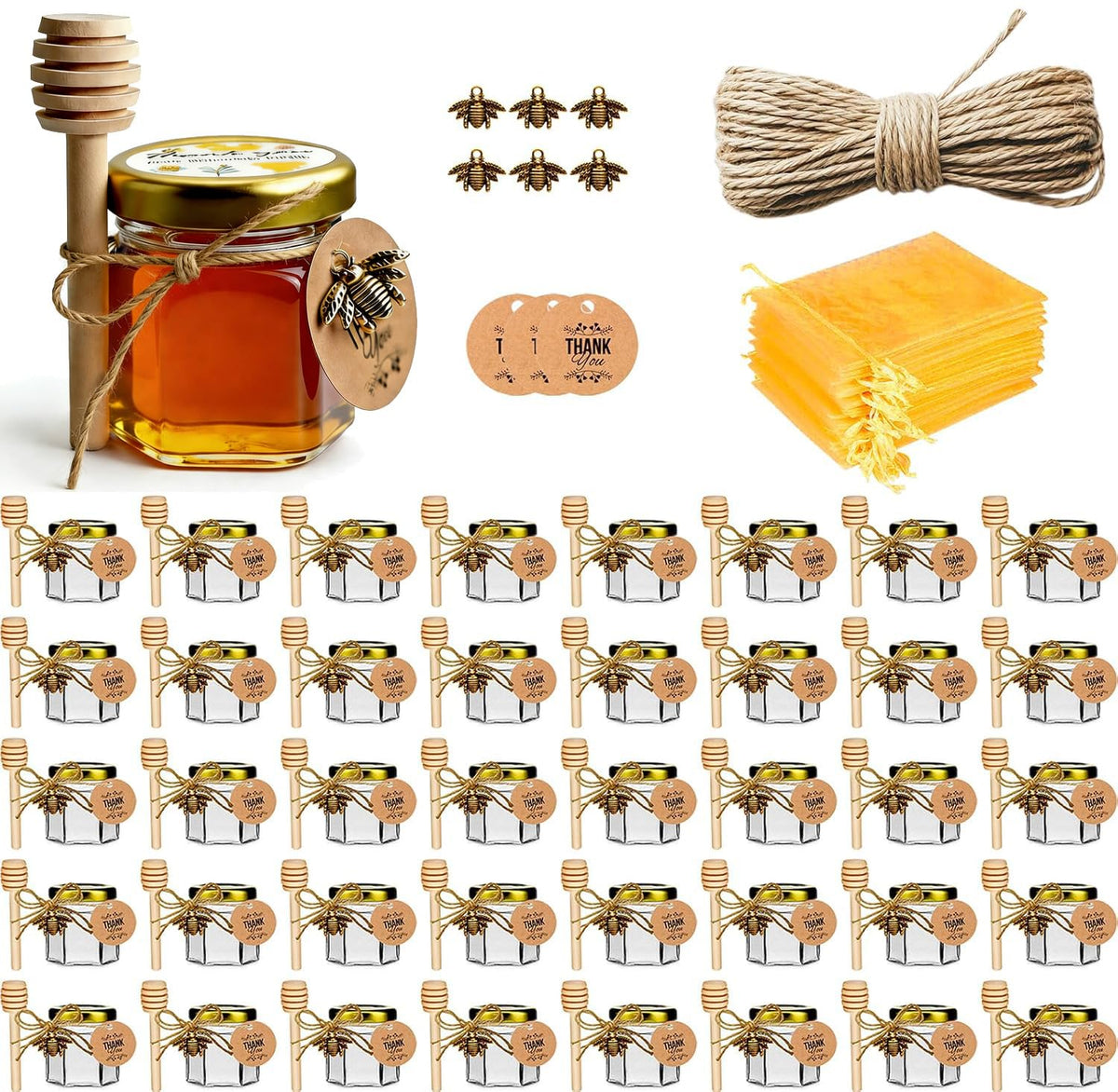DnayDkiy glass honey jar hexagon design ideal for elegant party favors.