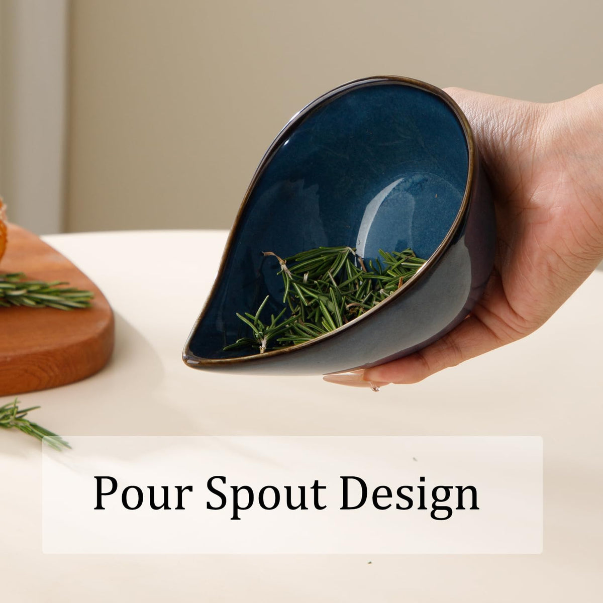 Dneuoir herb stripper bowl size showcased for larger herbs and kale.