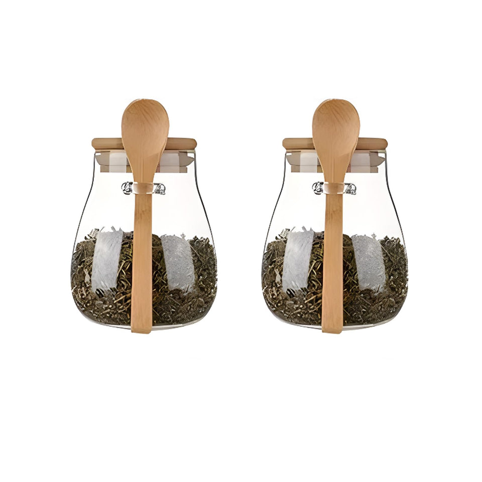 DNIENKGE airtight jars with bamboo lids on display for tidy pantry organization