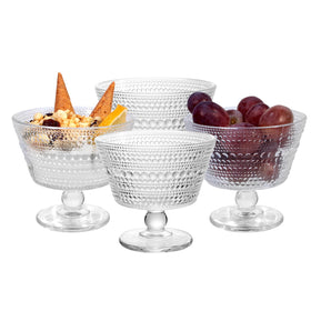 DNIENKGE glass dessert bowls 4pc, clear and sturdy, ideal for dessert servings.