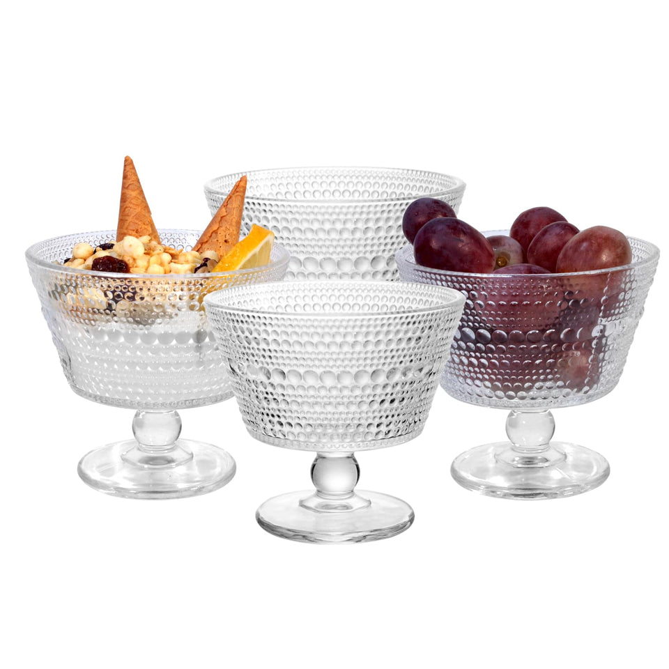 DNIENKGE glass dessert bowls 4pc, clear and sturdy, ideal for dessert servings.