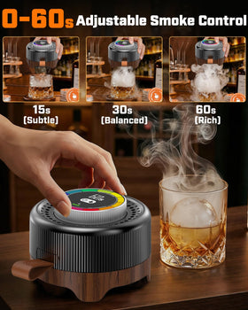 DNIWS Electric Whiskey Smoker Kit ceramic heating chamber delivers flame-free, safe at-home smoking.