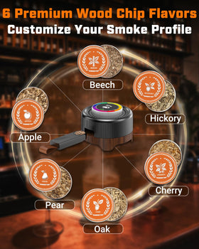 DNIWS Electric Whiskey Smoker Kit USB-C charging with 4000mAh battery for long sessions.