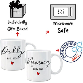 Dnuiyses pregnancy announcement mug reveals joyful news with every warm drink.