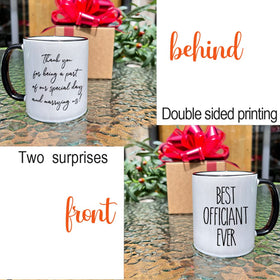 Dnuiyses wedding mug close-up, shows crisp graphics that endure