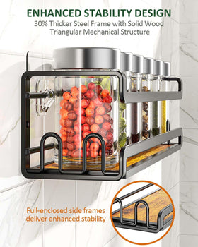 Close-up of Doakhirmit spice rack with durable powder coating and hook layout