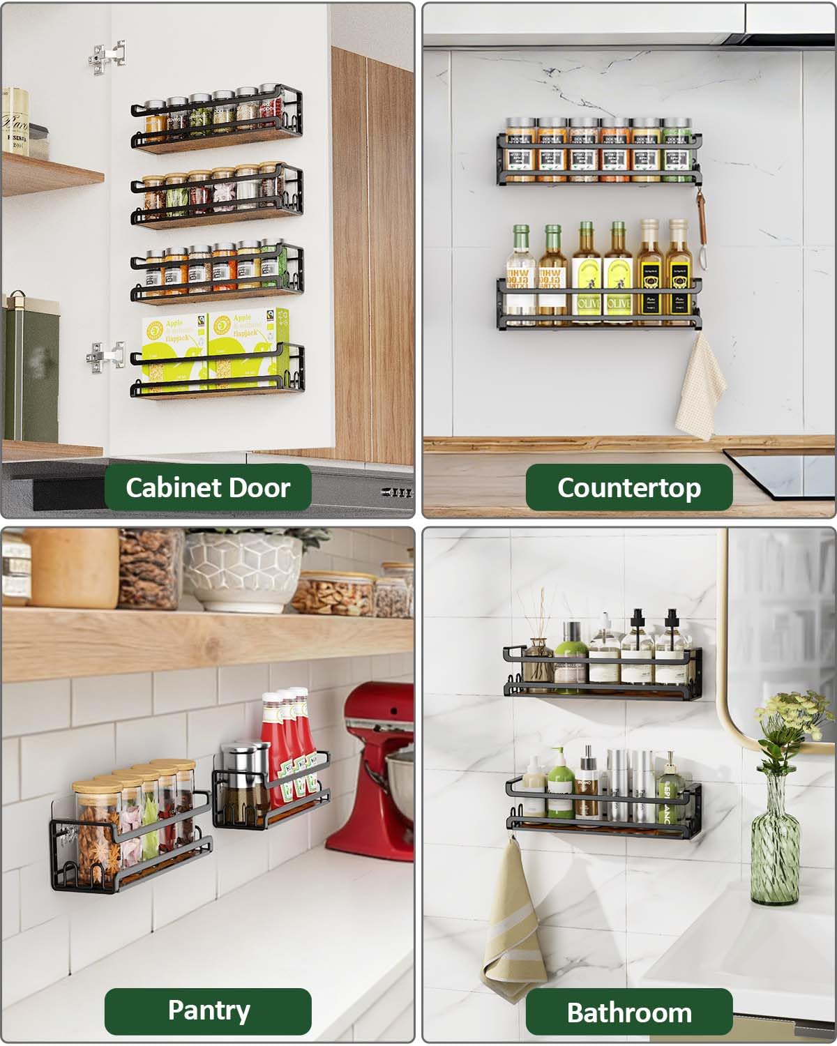 Doakhirmit black finish adds a modern aesthetic to kitchen storage