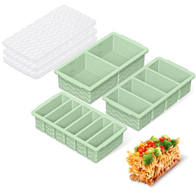 Doasuwish 3-pack silicone freezer trays with lid for precise portions and meal prep