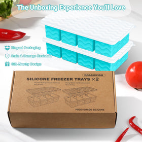 Doasuwish compact stackable freezer-molds save space in the freezer.