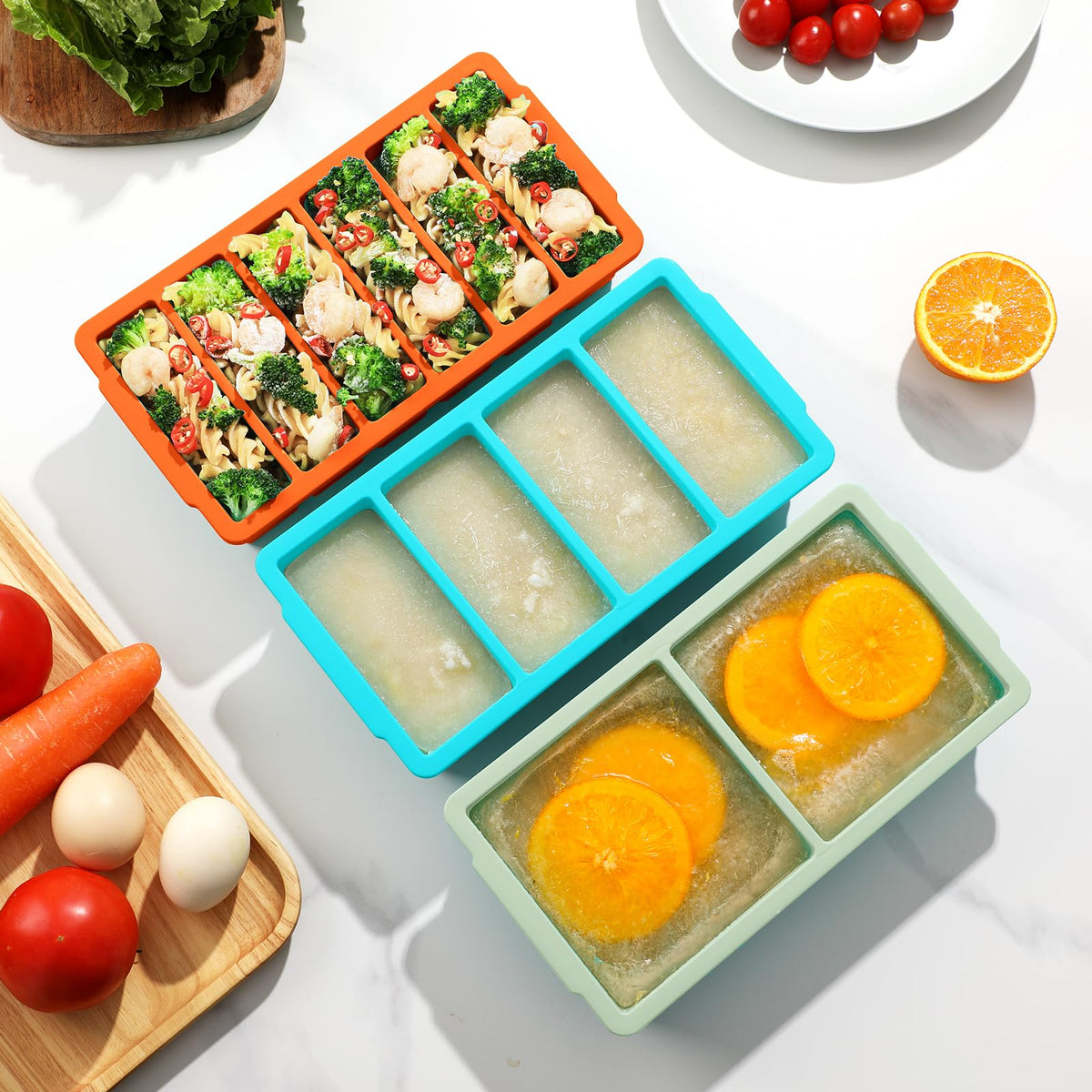 Doasuwish dishwasher-safe silicone trays show easy cleaning.
