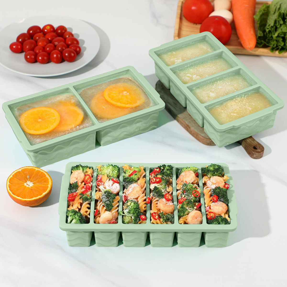 Doasuwish-freezer-trays-stackable-design illustrates space-saving organization