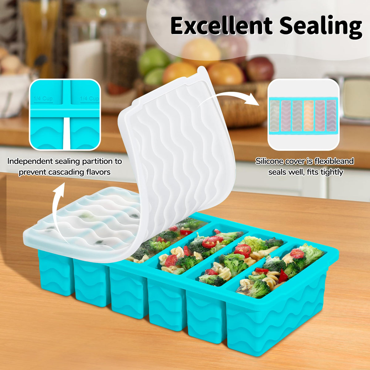 Doasuwish freezer tray close-up highlighting stainless steel rim for durability.