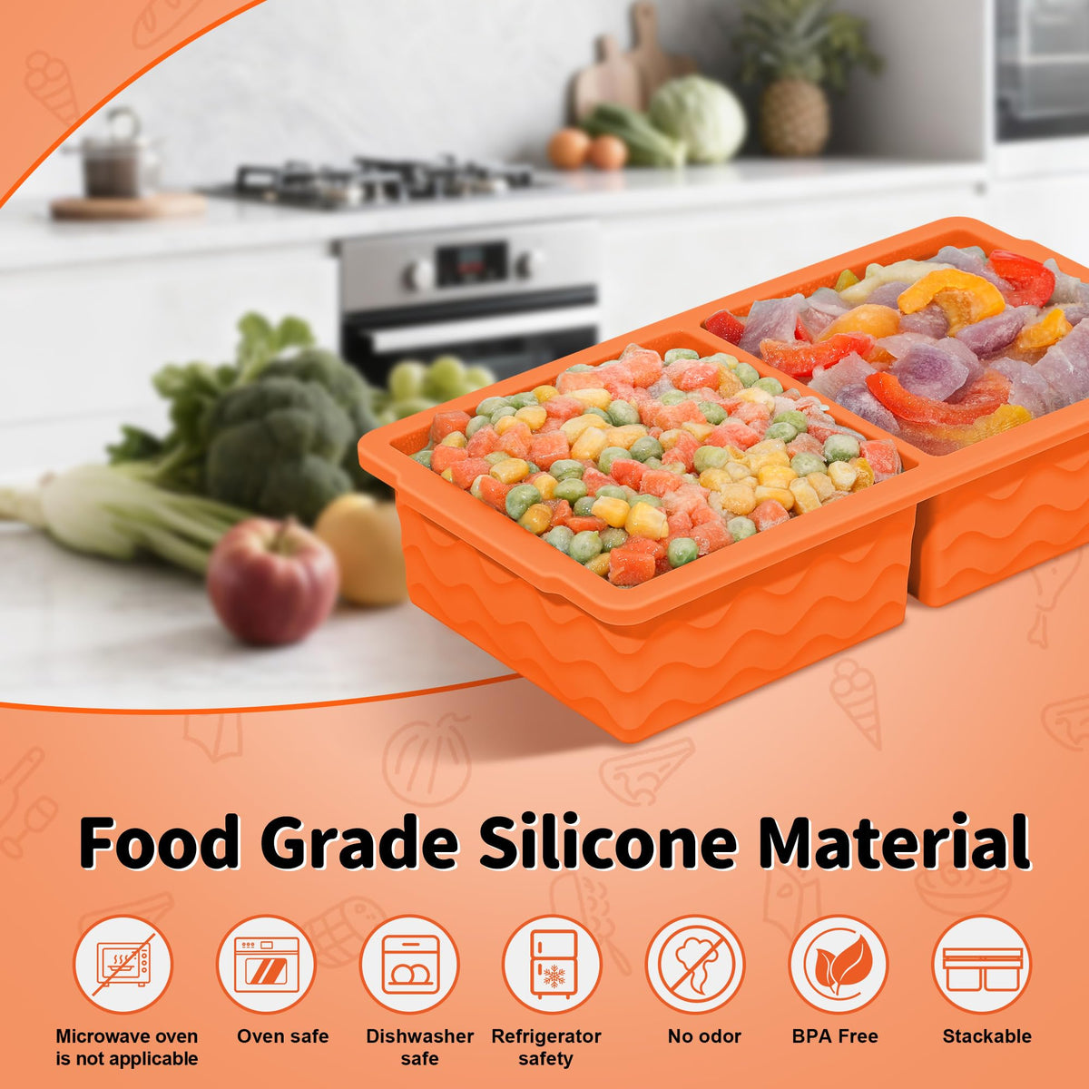 Doasuwish large 2-cup trays with measurement lines for accurate portions.