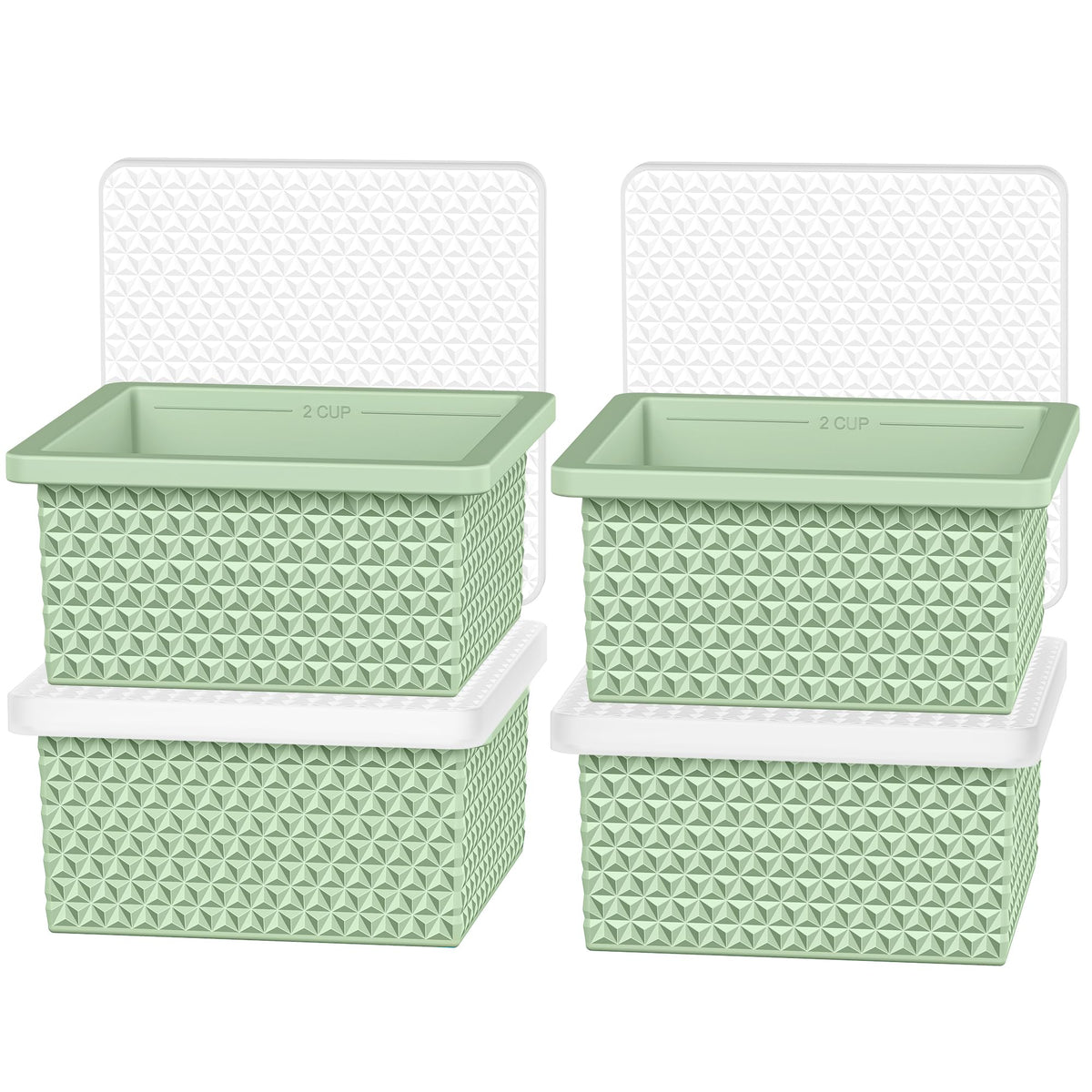 Doasuwish silicone freezer molds with 2-cup cubes and a secure lid for portioning