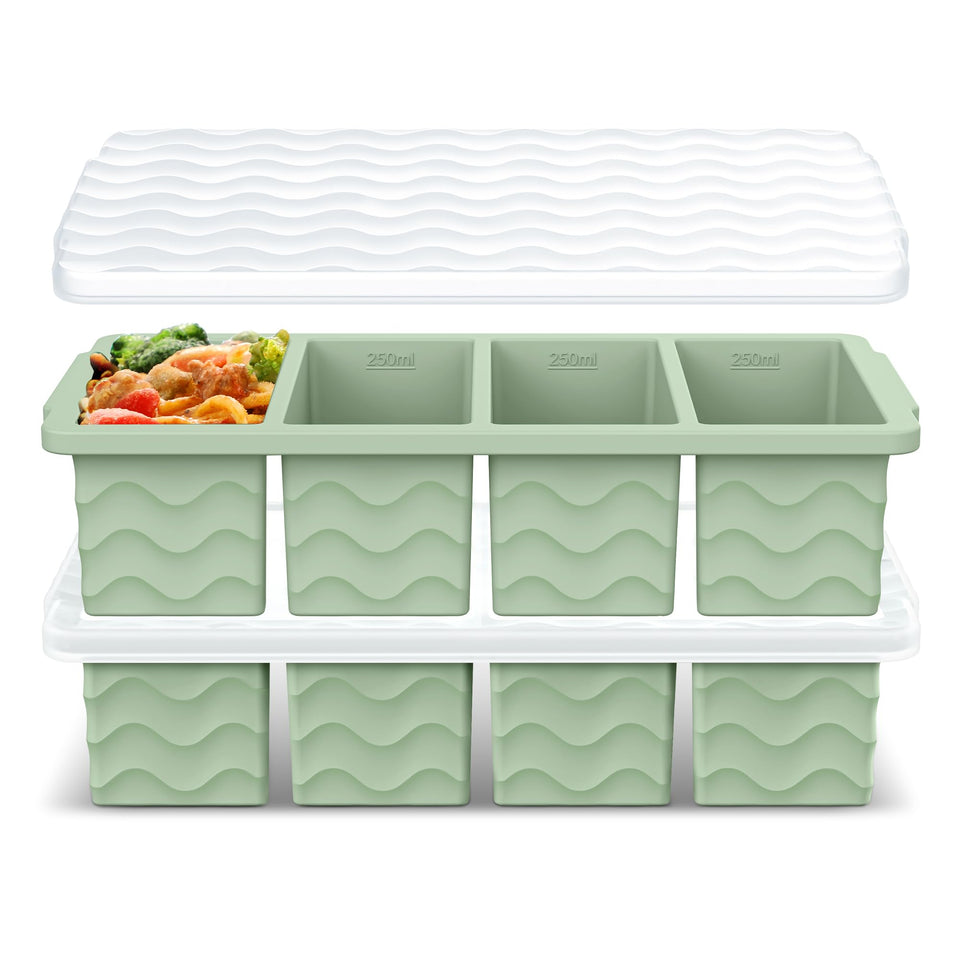 Doasuwish silicone freezer tray with soup lid 1 cup for precise portions.