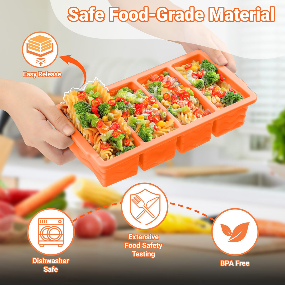 Doasuwish silicone freezer tray with stainless steel rim maintains shape