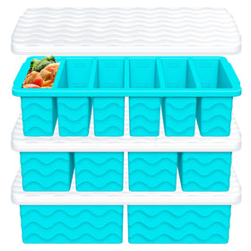Doasuwish silicone freezer tray with lid showing two-cup portions for meal prep.