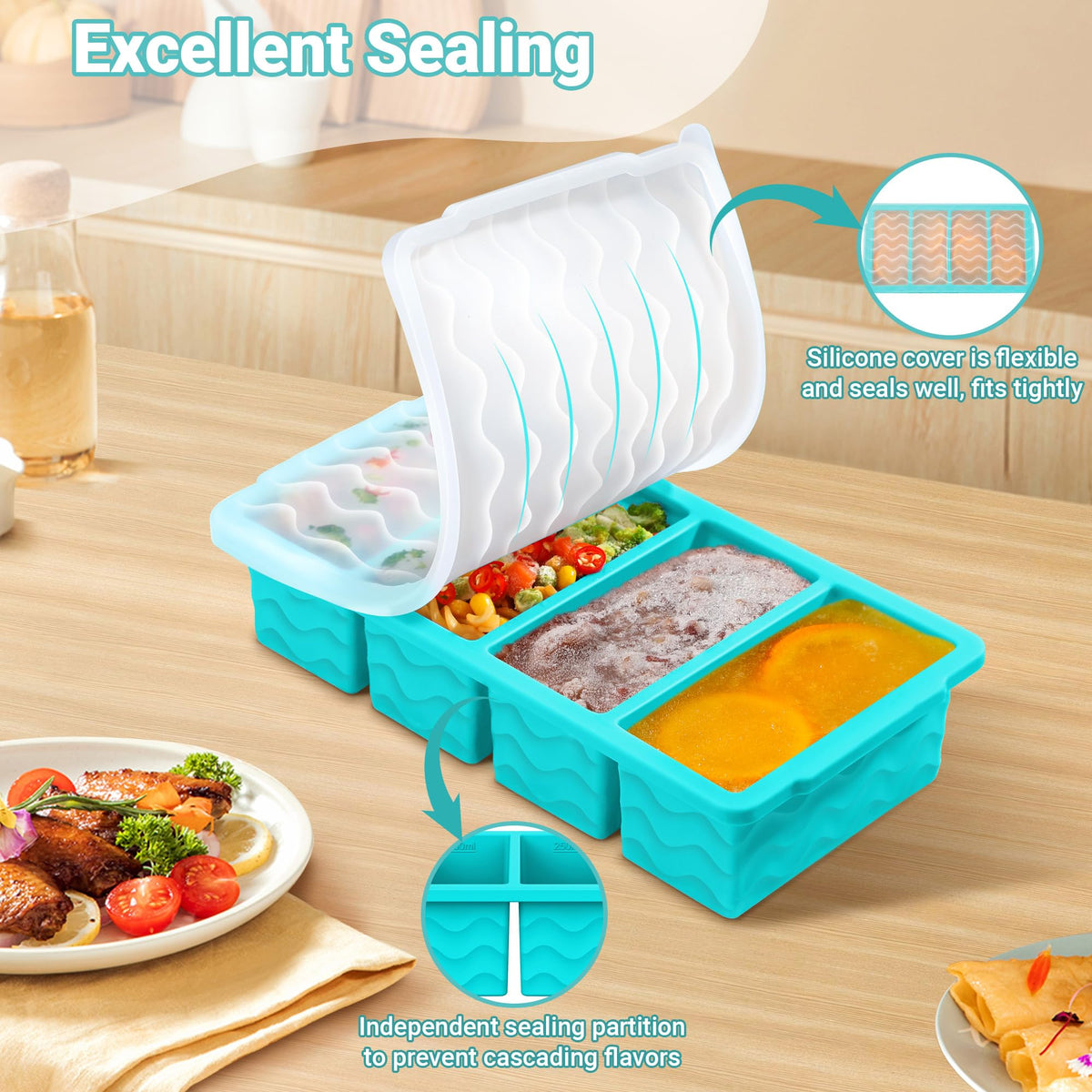 Doasuwish versatile molds freeze soups, sauces, smoothies, and more.