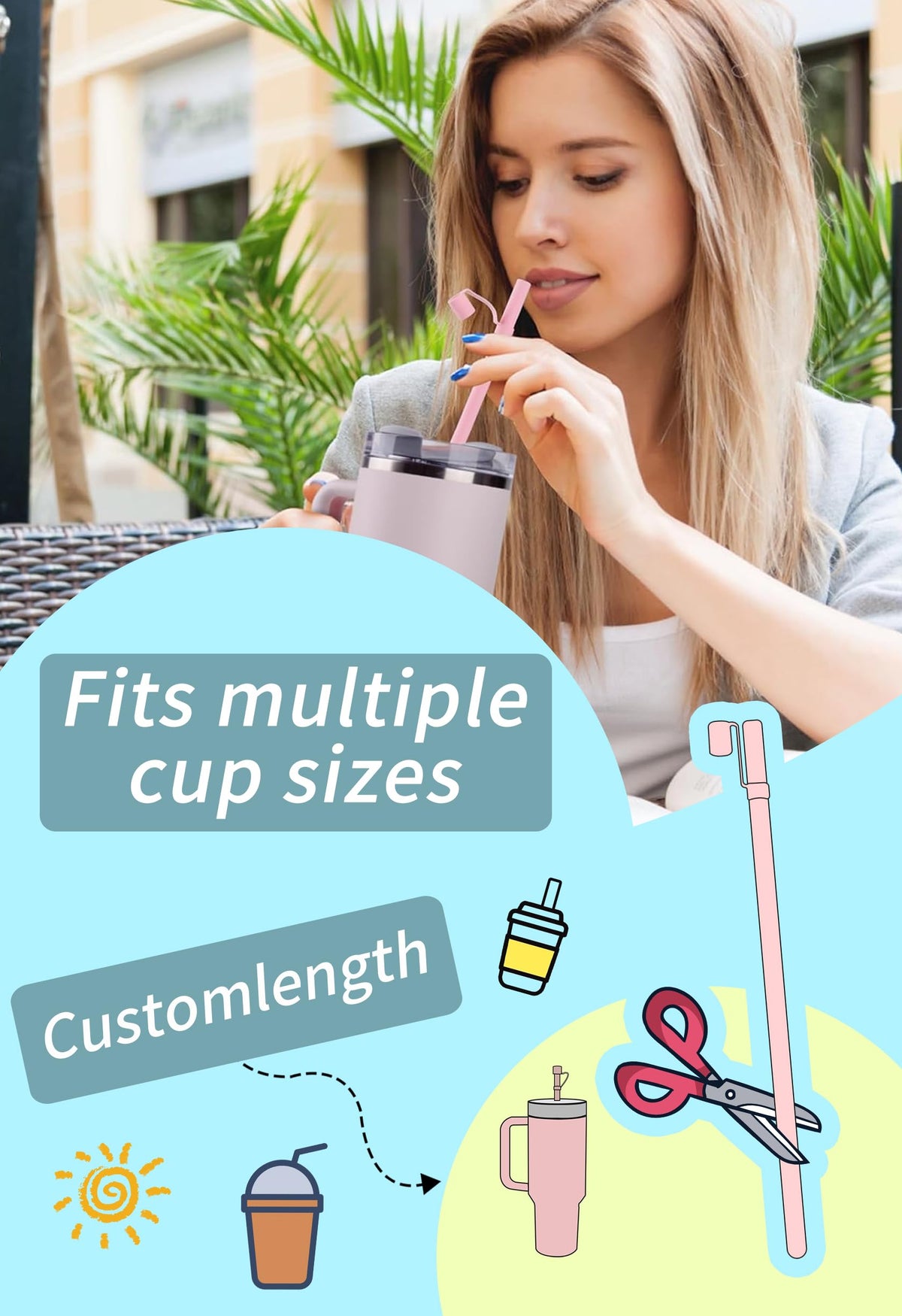 Doboli 6-pack silicone straws ideal for travel and gifts.