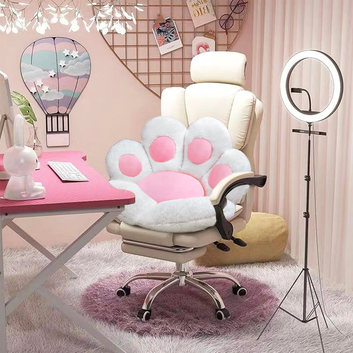 DOBUONO cat paw cushion in gaming chair setup, decorative and cozy