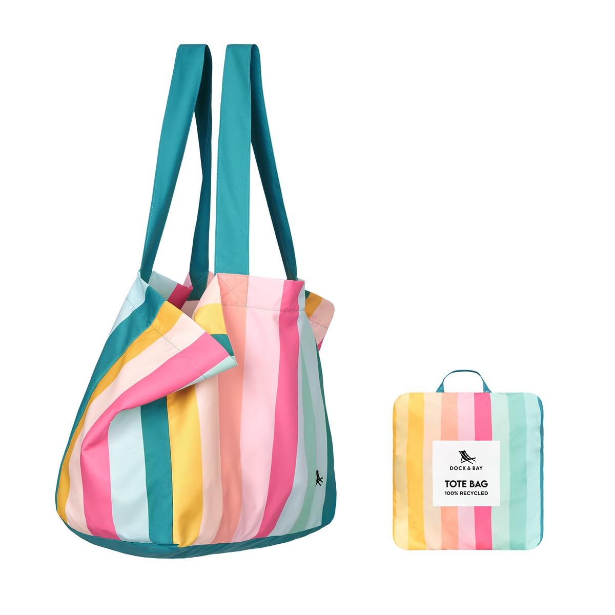 Dock & Bay Everyday Tote with stripe design, perfect for beach trips and errands.