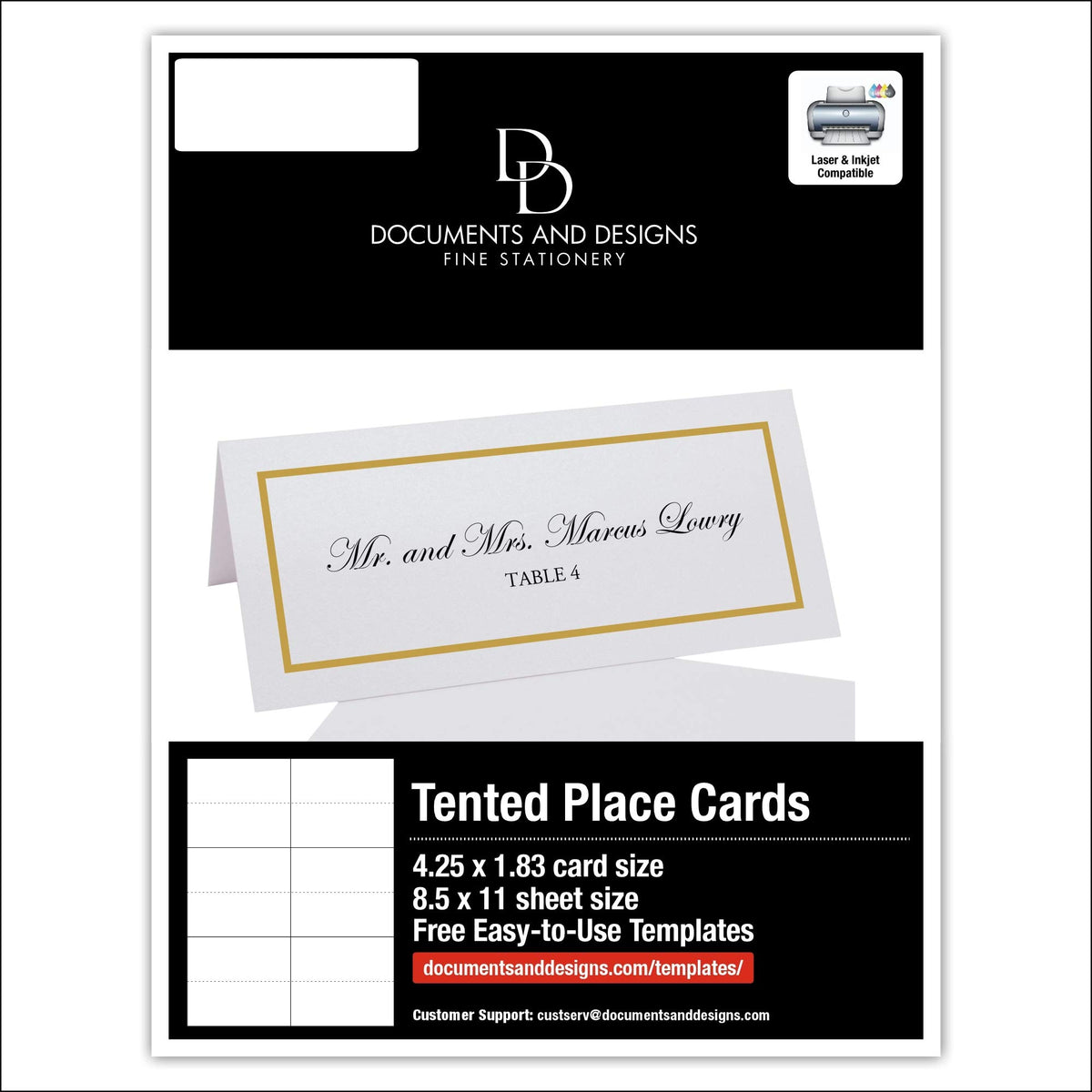 Documents and Designs color options palette including gold and other hues.