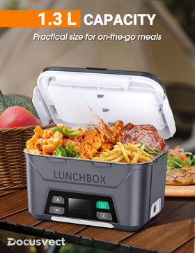 Docusvect lunch box dining-ready scene illustrating warm aroma and steam