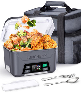 Docusvect rechargeable lunch box front view showing cordless heating for meals on the go