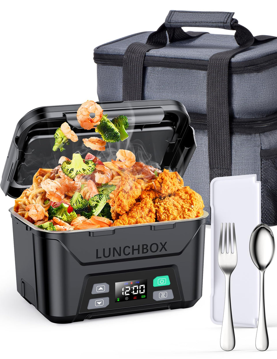 Docusvect rechargeable lunch box front view for convenient on-the-go meals.