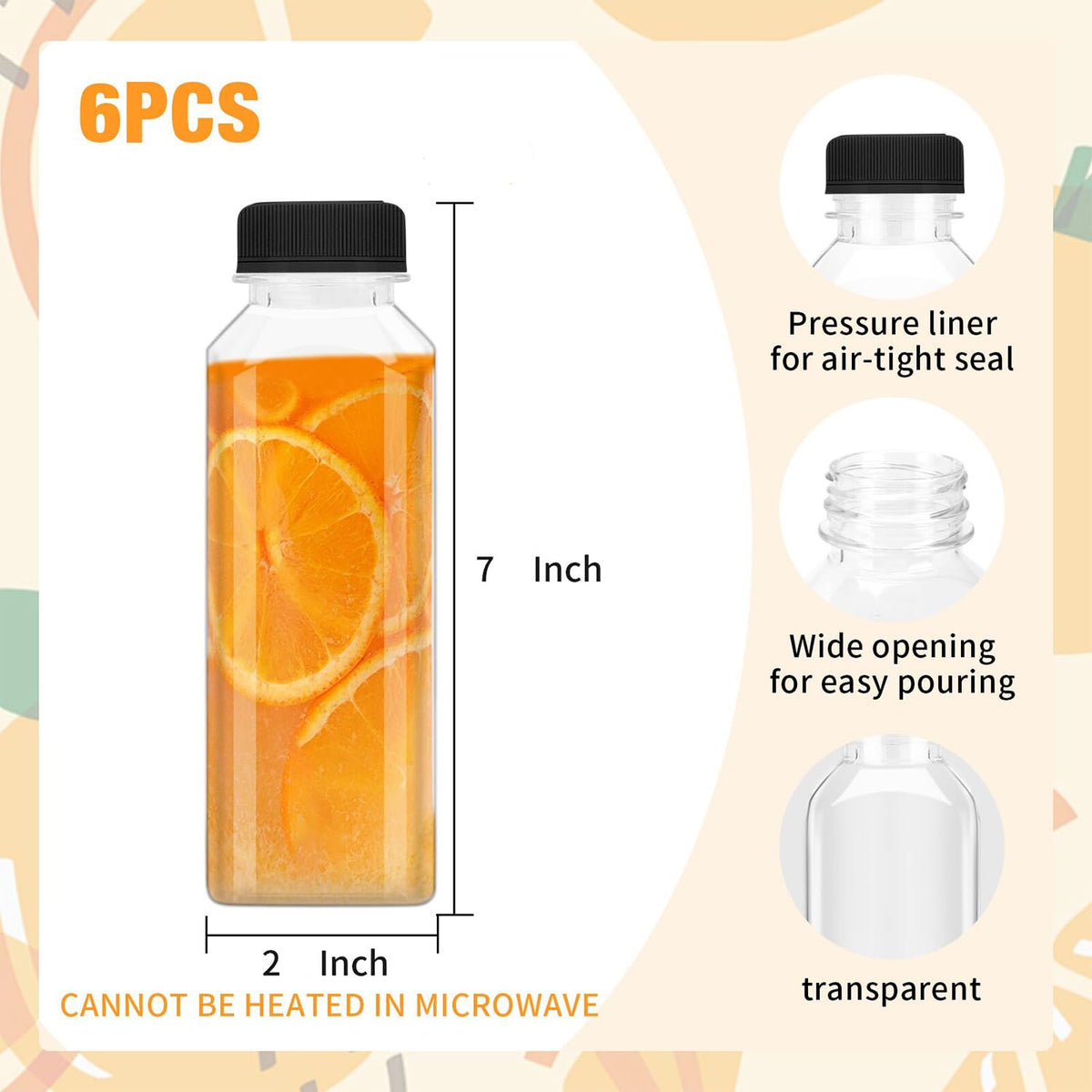 Dodheg clear plastic bottles ideal for cold-pressed juices and iced coffee.