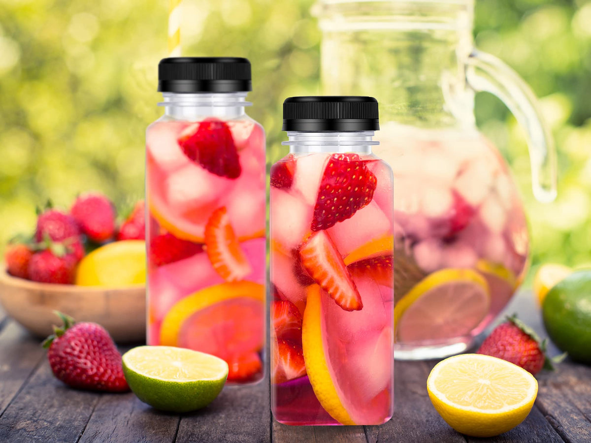 Dodheg bulk milk and juice containers with secure white lids prevent spills.