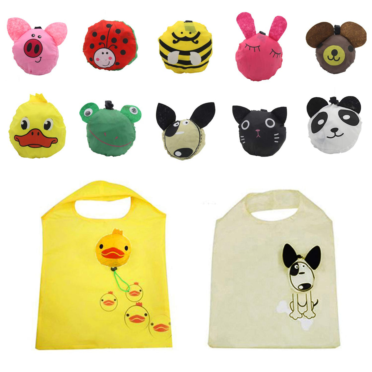 Dodkes animal bags offer large capacity for groceries and beach days.