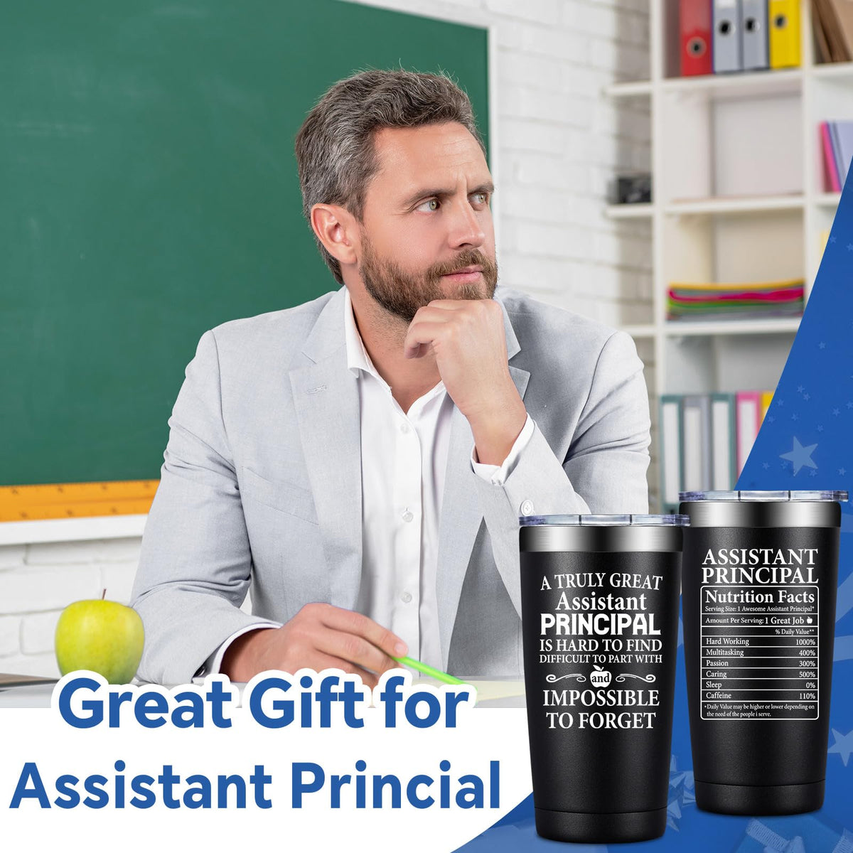DOEARTE tumbler close-up shows a thoughtful vice-principal gift with premium finish