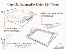 Dofira acacia tray on kitchen counter enhances organization and decor