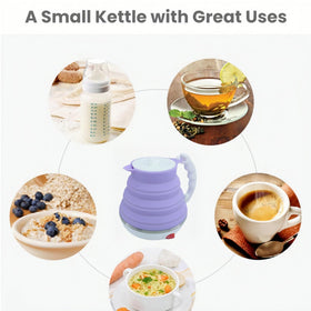DOFQQG collapsible travel kettle unfolded size shows compact capacity