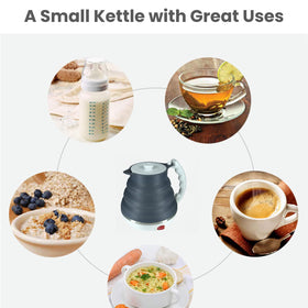 DOFQQG travel kettle boils water quickly for fast coffee prep.