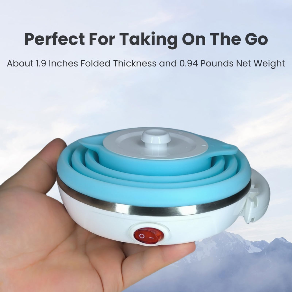 DOFQQG travel kettle auto-shutoff blue safety feature.