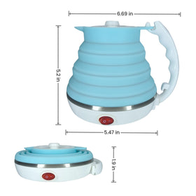 DOFQQG travel kettle blue silicone interior for safe boiling.