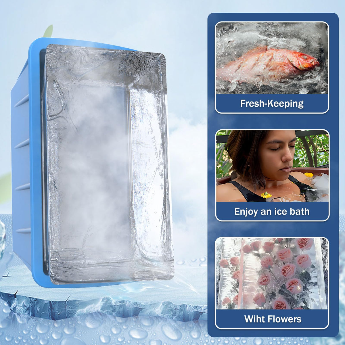 DOGITY 8 lb reusable ice cubes for bath use and efficient cooling.