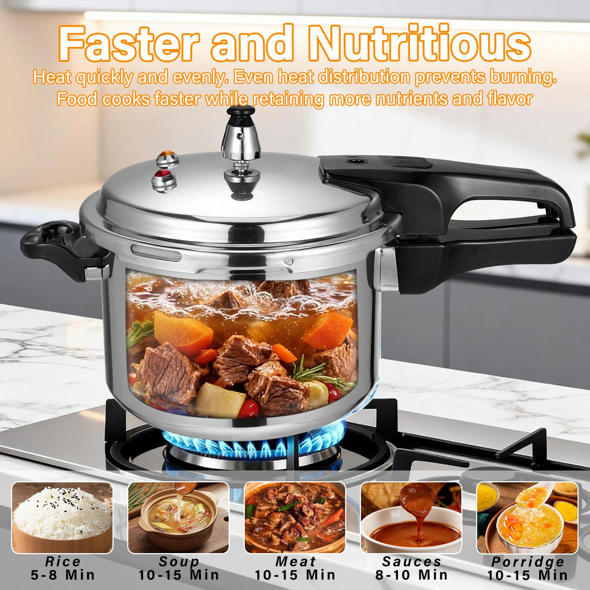 DOITOOL 4L pot on stovetop showing rapid heat distribution for efficiency.