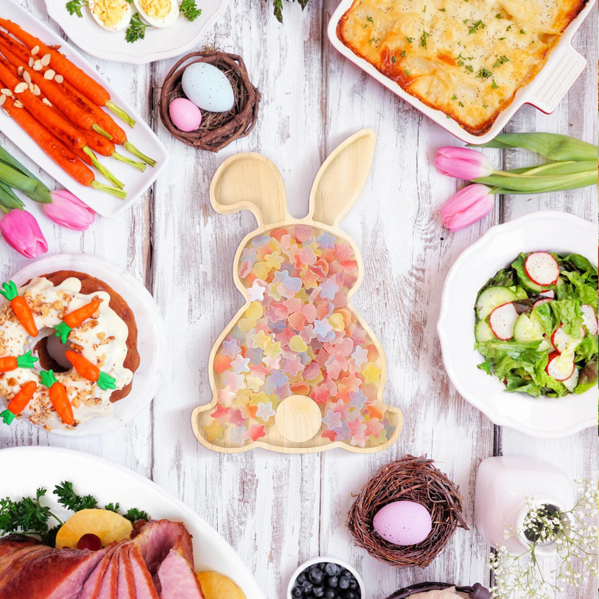 DOITOOL vanity tray bunny board doubles as decor and organizer