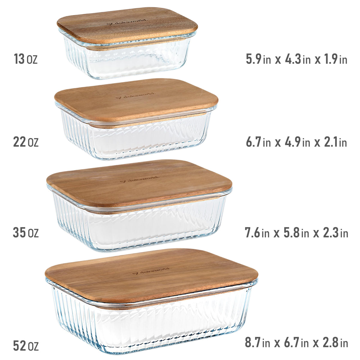 dokaworld acacia lids provide a tight seal to keep meals fresh.