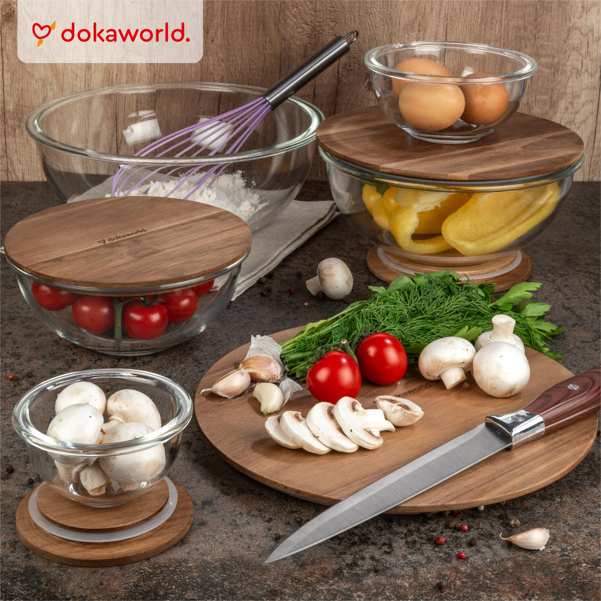 dokaworld borosilicate glass bowl 0-2qt close up emphasizes durability