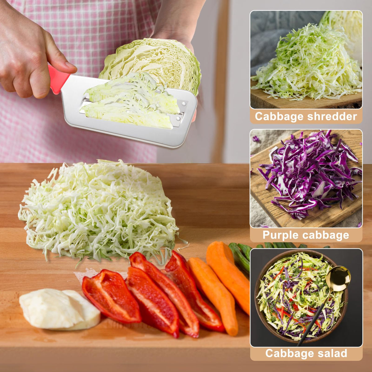 Dokpod cabbage shredder highlighting double blades for fast shredding